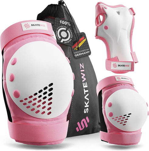 SKATEWIZ Skateboard Protective Gear Set Elbow Pads Roller Derby and Knee Pads Skating
