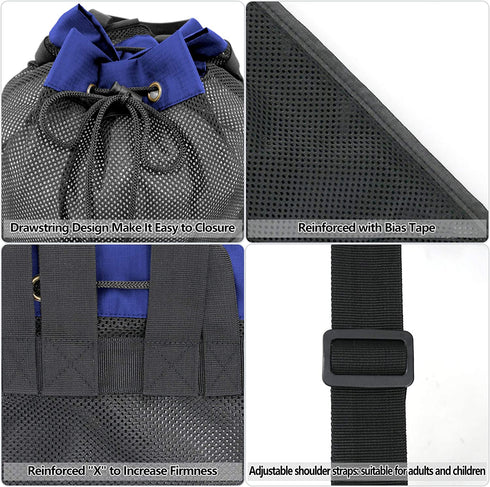 BeeGreen Beach Bag Folding Into Pouch Boxing Equipment Mesh Backpack Drawstring Backpack for Kids Swimming Pool Sports