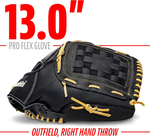Franklin Sports ProFlex Baseball Softball Glove - Baseball + Fastpitch Softball Outfield Mitt - Left Handed Throw