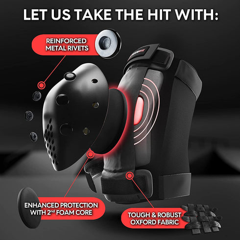 SKATEWIZ Skateboard Protective Gear Set Elbow Pads Roller Derby and Knee Pads Skating