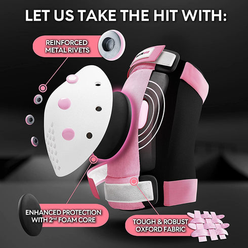 SKATEWIZ Skateboard Protective Gear Set Elbow Pads Roller Derby and Knee Pads Skating