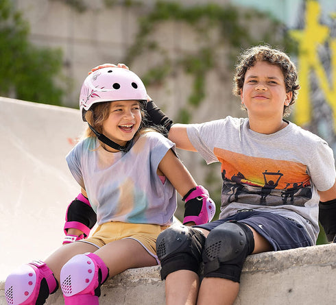 SKATEWIZ Skateboard Protective Gear Set Elbow Pads Roller Derby and Knee Pads Skating