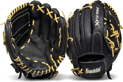Franklin Sports ProFlex Baseball Softball Glove - Baseball + Fastpitch Softball Outfield Mitt - Left Handed Throw