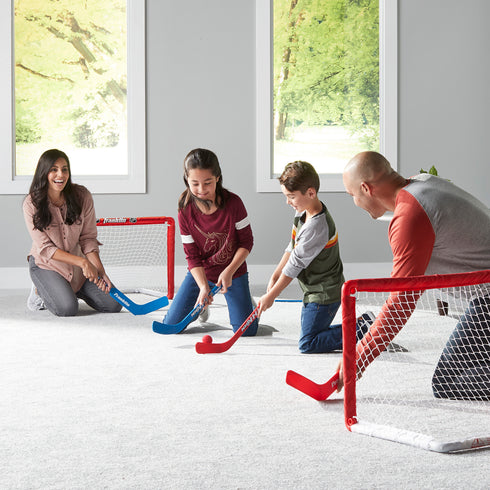 Franklin Sports Knee Hockey Goal Set of 2 - Mini Hockey Set for Kids - Player and Goalie Sticks Included