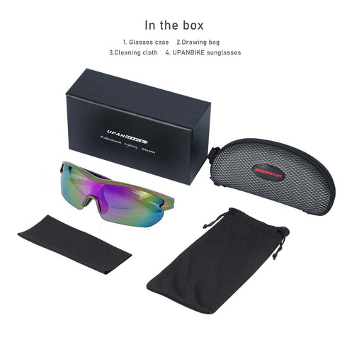 UPANBIKE Bike Cycling Sunglasses Sports Sunglasses Anti-UV400 PC Lens TR90 Unbreakable Frame Unisex Adult Goggle (Glossy Purple Frame/Black Lens)