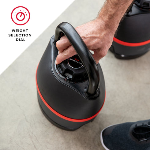Bowflex SelectTech 840 Adjustable Kettlebell, Single, Weight Selection Dial, Adjusts 8 to 40 lb, 6 Weight Settings, 1-Year JRNY Membership Included