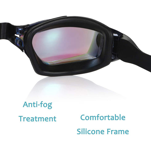 Semfri Swim Goggles Black Swimming Goggles No Leaking Full Protection Adult Men Women Youth