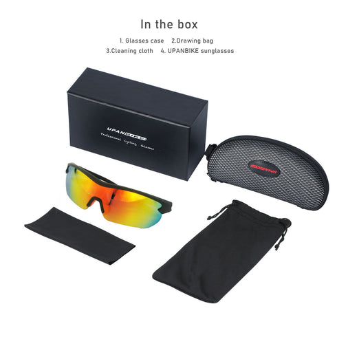 UPANBIKE Bike Cycling Sunglasses Sports Sunglasses Anti-UV400 PC Lens TR90 Unbreakable Frame Unisex Adult Goggle, Matte Black Frame/Red Lens