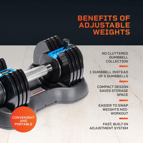 Lifepro PowerFlow Plus 5-in-1 Single 25-lb Adjustable Dumbbell Home Gym Equipment, 2 pc