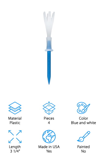 4 Yards More Plastic Golf Tees 3 1/4 in. Pack of 4 - Blue