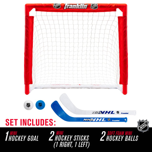 Franklin Sports NHL Kids Mini Hockey Set - Includes 1 Knee Hockey Goal - 2 Mini Hockey Sticks + 2 Foam Balls