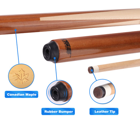 GSE Games & Sports Expert 36"/42"/48"/58" 1-Piece Canadian Maple Billiard Pool Cue Stick - Brown 12oz