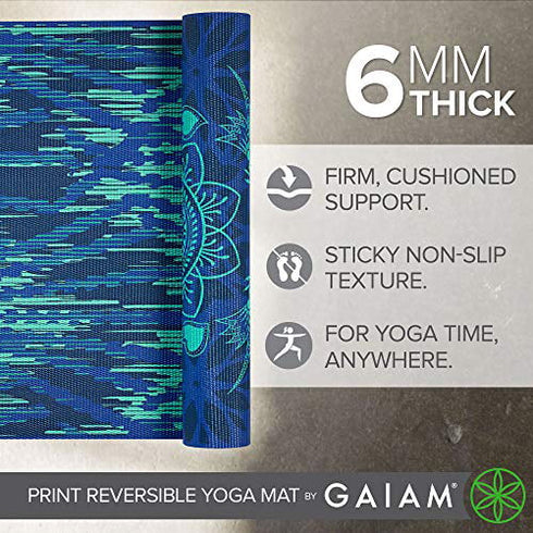 Gaiam Premium Reversible Yoga Mat, Divine Impressions, 6mm