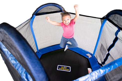 Bounce Pro 7-Foot My First Trampoline Hexagon (Ages 3-10) for Kids, Blue/Green