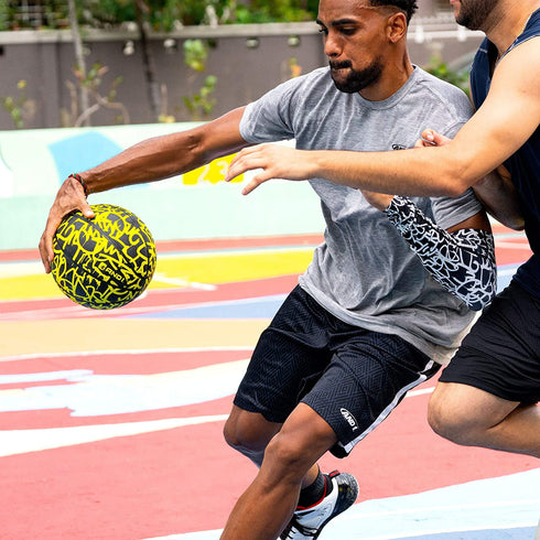 AND1 Graffiti Printed Rubber Basketball- Intermediate Size Streetball (28.5"), Made for Indoor and Outdoor Basketball Games (Mint/Black)