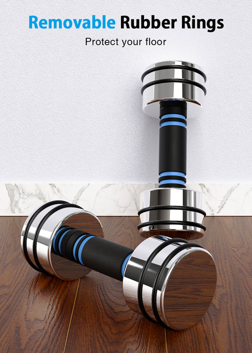 Northdeer Adjustable Dumbbell, 20lb Pair Steel Adjustable Dumbbells with Foam Handles, Silver
