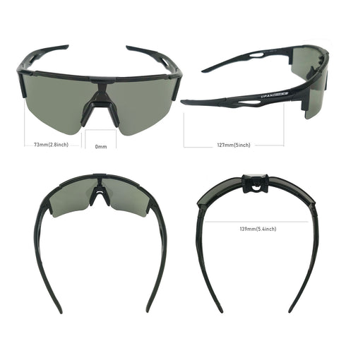 UPANBIKE Bike Cycling Sunglasses Sports Sunglasses Anti-UV400 Large Size Lens TR90 Unbreakable Frame, Glossy Black Frame/Grey Lens