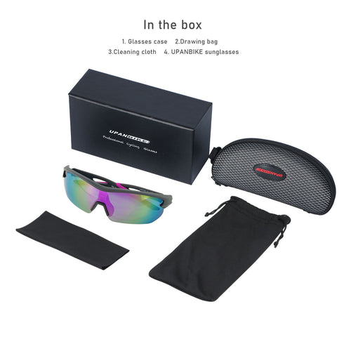 UPANBIKE Bike Cycling Sunglasses Sports Sunglasses Anti-UV400 PC Lens TR90 Unbreakable Frame Unisex Adult Goggle, Matte Black Frame/Purple Lens