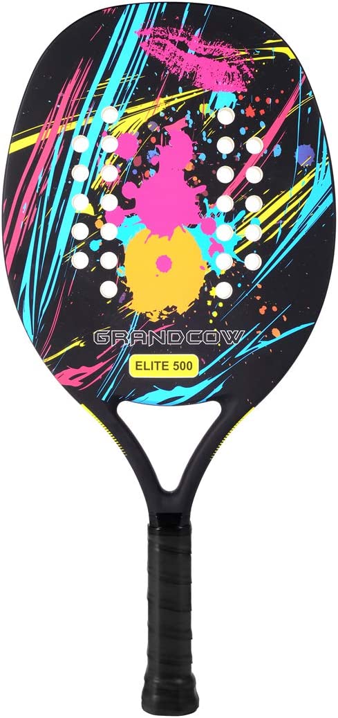 GRANDCOW Beach Tennis Paddle Racket Carbon Fiber with EVA Memory Foam Core Tennis Padel