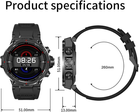 Smart Watch,Rugged Outdoor GPS Sports Fitness Watch, 15 Military-Grade Tests, Strength Exercise, 10+ Sports Modes, 5 ATM Waterproof
