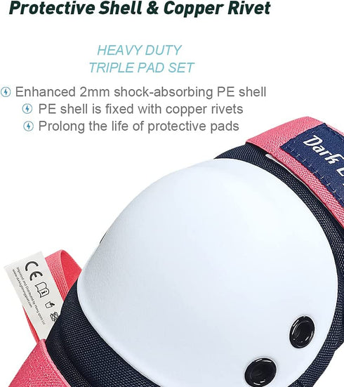 Dark Lightning Adult/Youth/Junior Knee Pads Elbow Pads Wrist Guards 3 in 1 Protective Gear
