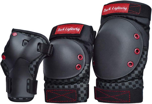 Dark Lightning Adult/Youth/Junior Knee Pads Elbow Pads Wrist Guards 3 in 1 Protective Gear