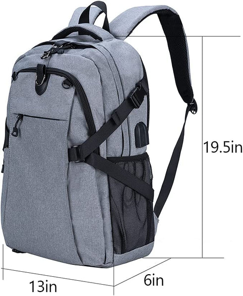 Widfre Basketball Backpack with USB Charging Port, Durable Men's Laptop Backpack for Outdoor with Ball Compartment (Gray)