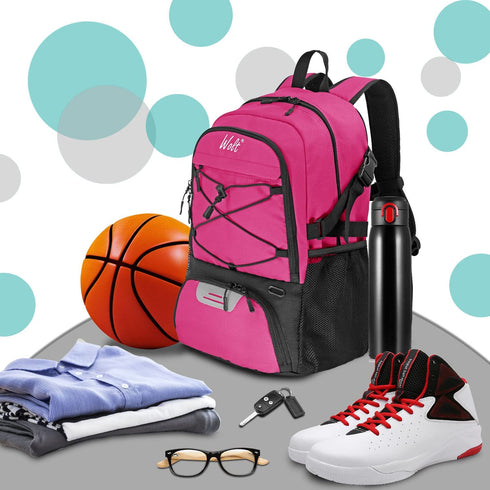 WOLT | Basketball Backpack Large Sports Bag with Separate Ball holder & Shoes compartment, Best for Basketball, Soccer, Volleyball, Swim, Gym, Travel