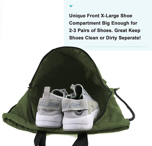 BeeGreen Drawstring Backpack Bag with Shoe Compartment String Cinch Sackpack for Unisex