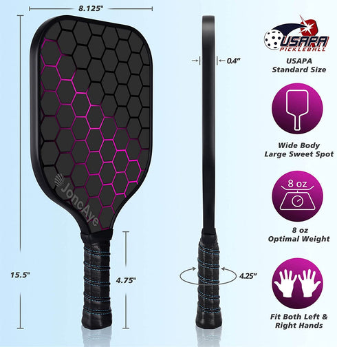 Pickleball-Set of 2, JoncAye Pickleball-Paddles Set with 4 Balls, Paddle Bag, Ball Bag, Ball Retriever