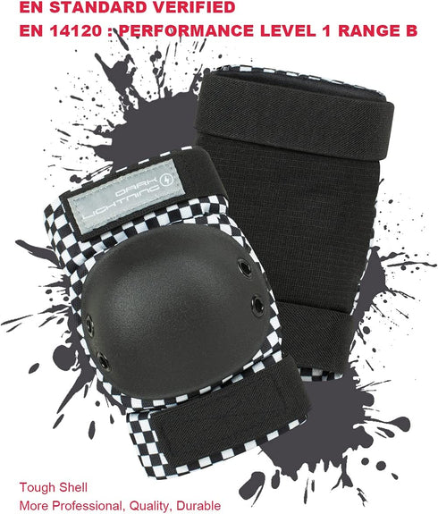 Dark Lightning Adult/Youth/Junior Knee Pads Elbow Pads Wrist Guards 3 in 1 Protective Gear