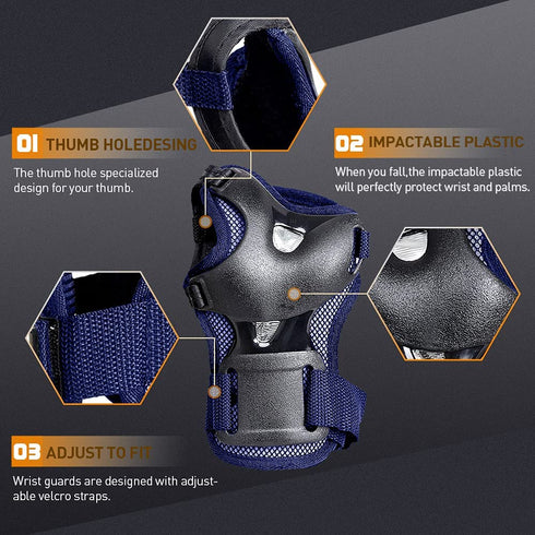 JBM BMX Knee and Elbow Pads with Wrist Guards Elbow and Knee Pads Adult Skateboard Pads Adult Elbow Knee Pads