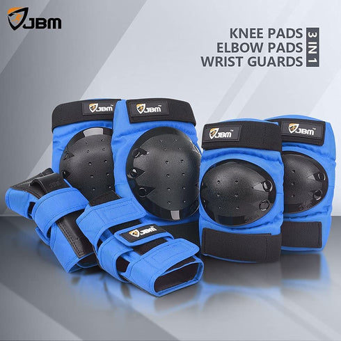 JBM Adult/Child Knee Pads Elbow Pads Wrist Guards 3 in 1 Protective Gear Set for Multi Sports Skateboarding Inline Roller Skating Cycling