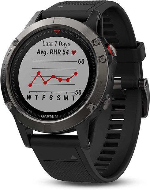 Garmin fēnix 5, Premium and Rugged Multisport GPS Smartwatch, Slate Gray/Black Band, 47 MM