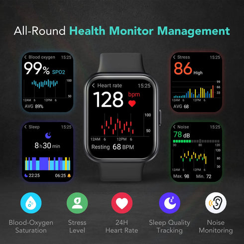 SKG Smartwatch with Alexa Built-in & Bluetooth,1.69" Fitness Tracker with IP68 Waterproof, 60+ Sports, Heart Rate SpO2 Monitor, V7 Pro