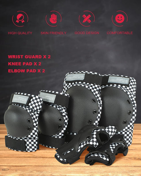 Dark Lightning Adult/Youth/Junior Knee Pads Elbow Pads Wrist Guards 3 in 1 Protective Gear