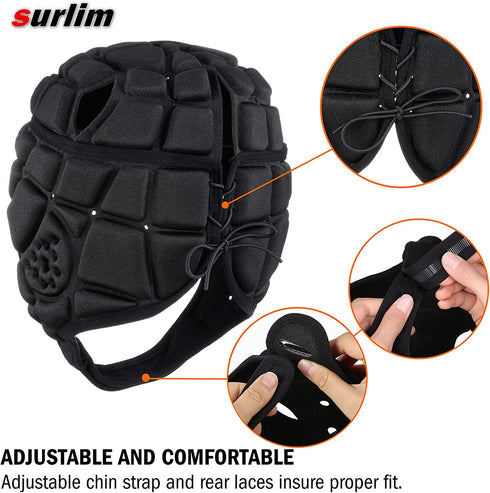 surlim Rugby Soft Helmet Soccer Headgear Scrum Cap 7v7 Flag Football Headguard,XL