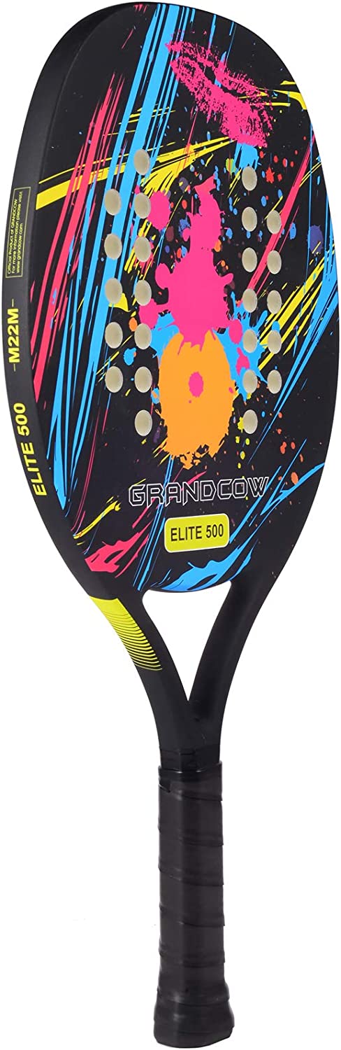 GRANDCOW Beach Tennis Paddle Racket Carbon Fiber with EVA Memory Foam Core Tennis Padel
