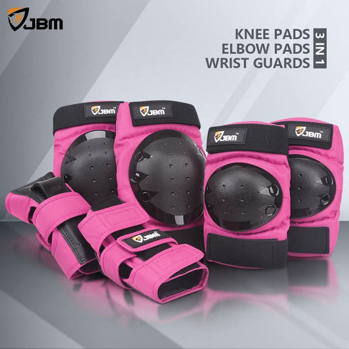 JBM Adult/Child Knee Pads Elbow Pads Wrist Guards 3 in 1 Protective Gear Set for Multi Sports Skateboarding Inline Roller Skating Cycling
