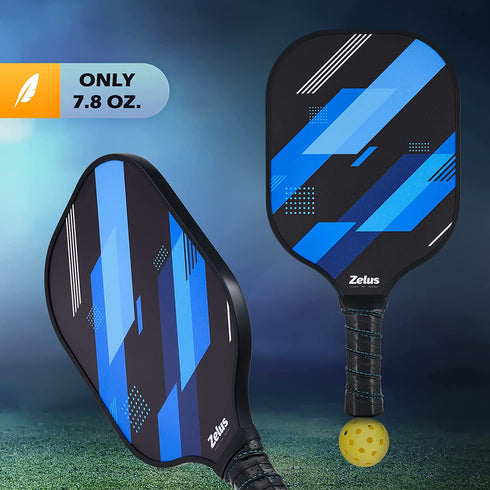 ZELUS Pickleball Paddles Set of 2, Pickleball Set with Carbon Fiber Paddles and 4 Indoor Outdoor Pickleball Balls