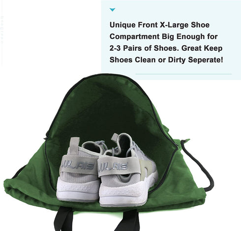 BeeGreen Drawstring Backpack Bag with Shoe Compartment String Cinch Sackpack for Unisex