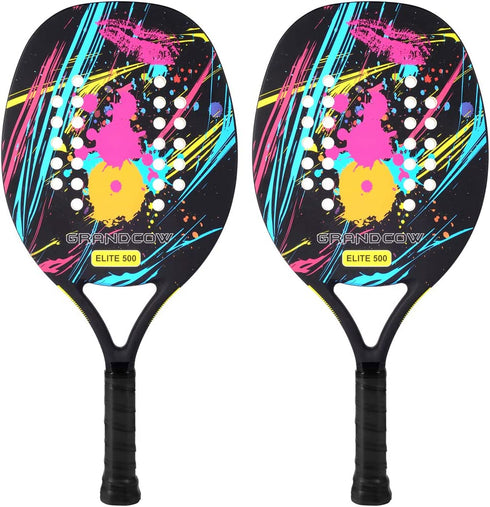 GRANDCOW Beach Tennis Paddle Racket Carbon Fiber with EVA Memory Foam Core Tennis Padel