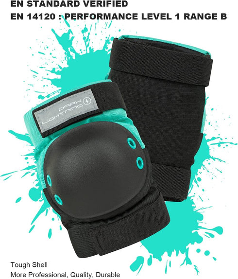 Dark Lightning Adult/Youth/Junior Knee Pads Elbow Pads Wrist Guards 3 in 1 Protective Gear