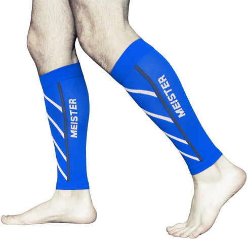 Meister Graduated 20-25mmHg Compression Leg Sleeves (Pair), Blue, Small