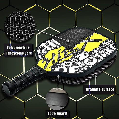 HitsX Pickleball Paddles, Graphite Pickleball Paddles Set of 2 Pickleball Racquet 4 Balls 1 Portable Bag