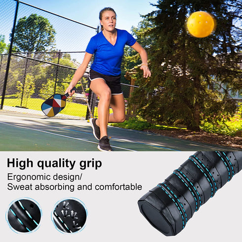 OVISBAI Pickleball Paddles Set of 2 Fiberglass Surface Paddleswith 4 Pickleball Balls, 2 Racquets, 2 Pickleball Ball Retriever, 1 Carry Bag