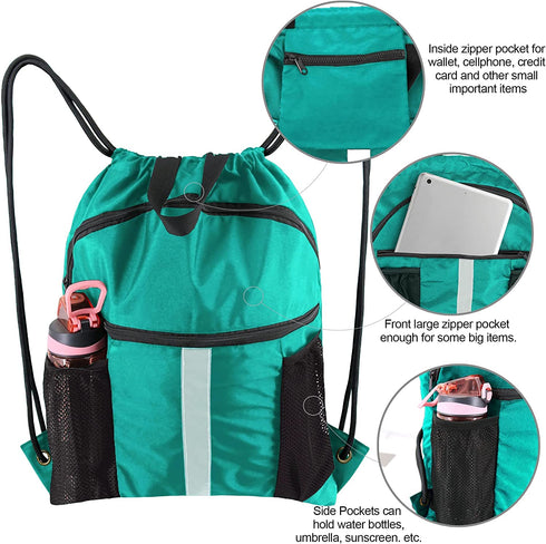 BeeGreen Drawstring Backpack Bag with Shoe Compartment String Cinch Sackpack for Unisex