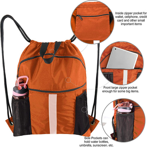 BeeGreen Drawstring Backpack Bag with Shoe Compartment String Cinch Sackpack for Unisex