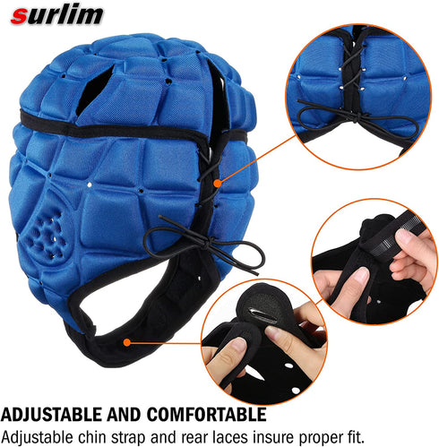 surlim Rugby Soft Helmet Soccer Headgear Scrum Cap 7v7 Flag Football Headguard,XL