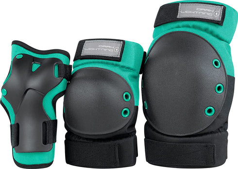 Dark Lightning Adult/Youth/Junior Knee Pads Elbow Pads Wrist Guards 3 in 1 Protective Gear